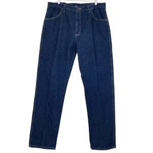 Rustler Men's Work Denim Jeans Size 38x32 Regular Fit Tapered Leg Cotton Blue